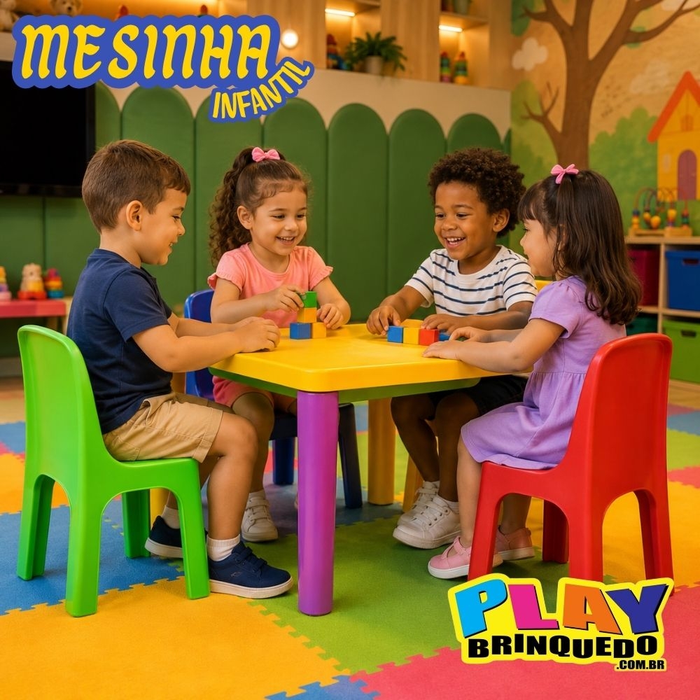 Conjunto Mesinha Infantil com 4 cadeiras